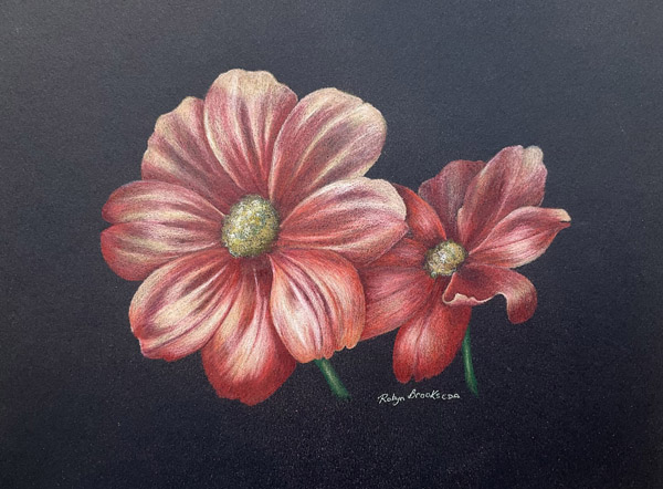 Two Flowers Colour Pencil Tutorial